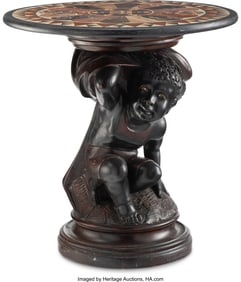 61206: An Italian Baroque-Style Ebonized Figural Wood T