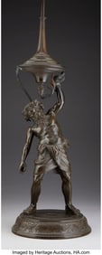 61207: A German Bronze Figural Lamp Depicting Bacchus H