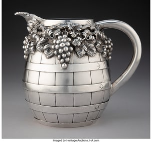 61107: A Reis Joalheiros Silver Barrel-Form Wine Pitche