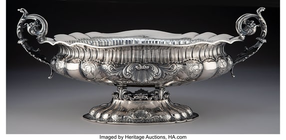 61108: A Perruggia & C. Silver Two-Handled Center Bowl,