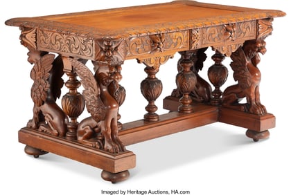 61211: A Renaissance Revival-Style Carved Wood Library