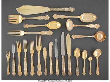 61228: A 160-Piece Garrard & Co Ltd Partial Gilt Silver