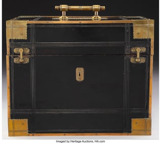 61231: A Brass-Mounted Ebony Traveling Bar Case 11-3/8