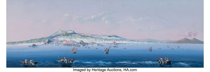 61126: Italian School (20th Century) View of the bay of