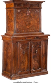 61029: An Italian Renaissance Carved Walnut Fall-Front
