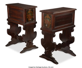 61132: A Pair of Italian Walnut Painted Side Tables, 19