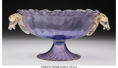 61134: A Salviati Blown Glass Shell-Form Center Bowl wi