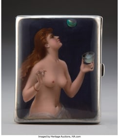 61242: An Enameled Silver Cigarette Case, early 20th ce
