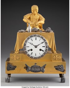 61139: A French Gilt and Silvered Bronze Figural Mantel
