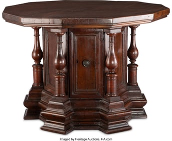 61038: An Italian Renaissance Carved Walnut Center Tabl