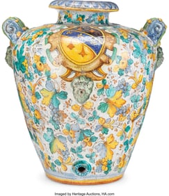 61246: A Massive Majolica Wine Vessel 31-1/2 x 29 x 25