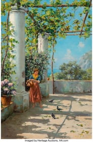 61149: Arturo Cerio (Italian, 1868-1931) On the terrace