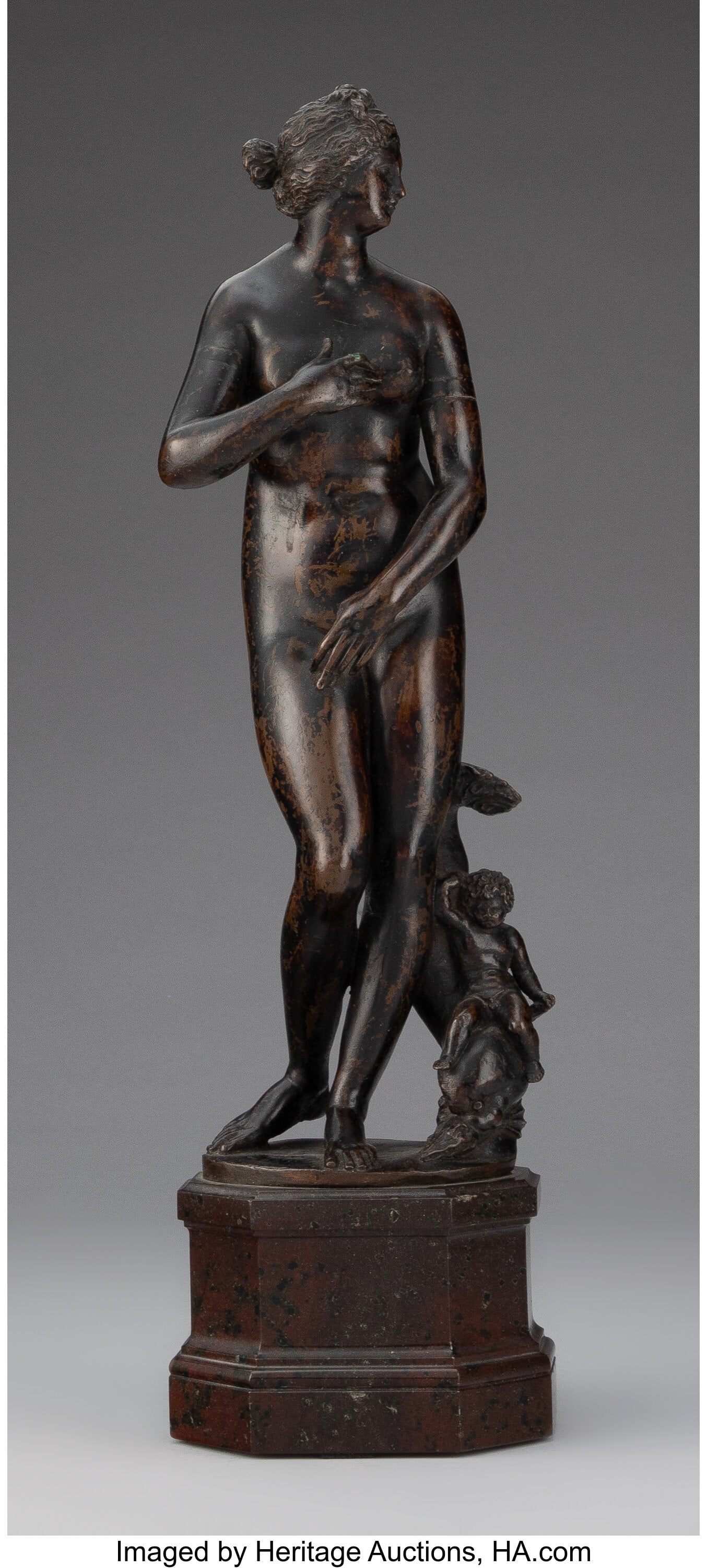 Italian School (16th Century) Venus with Cupid R: Italian School (16th Century) Venus with Cupid Riding Dolphin, late 16th century Patinated bronze, marble 17 x 5 x 3-5/8 inches (43.2 x 12.7 x 9.2 c
