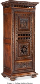 61156: A French Provincial Carved Oak Hall Cupboard, la