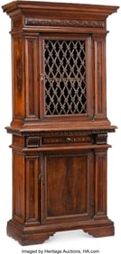 61157: An Italian Grand Tour Walnut Two-Part Cabinet, 1