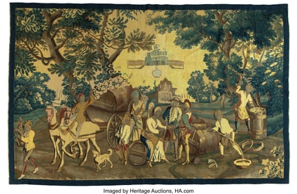 61250: A Large Continental Woven Tapestry with Wine Har