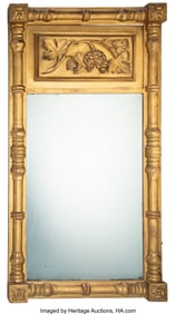 61160: An American Empire Carved Giltwood Mirror 46 x 2