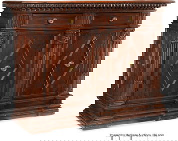61043: A Renaissance Carved Walnut Credenza 50-1/2 x 70