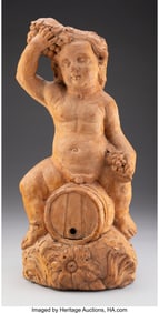 61252: A Continental Terracotta Sculpture: Bacchus on B