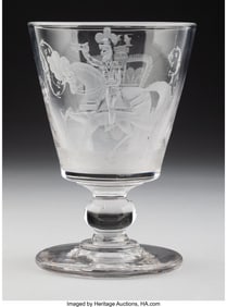 61165: A British Engraved Glass Goblet, 1821 Marks: Jul