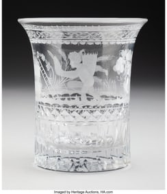 61166: A Continental Free-Blown Engraved Glass Tumbler,