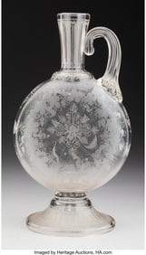 61168: An English Etched Glass Jug, circa 1850 11-5/8 x