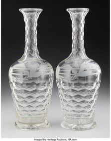 61169: A Pair of Ribbon Cut-Glass Decanters, 18th-19th