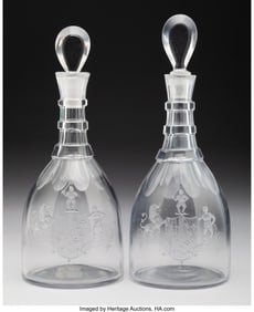 61170: A Pair of British Engraved Cut-Glass Decanters,