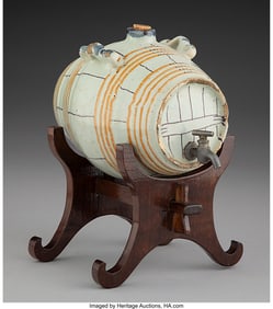61257: A French Majolica Wine Barrel, 19th century 5 x
