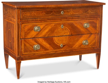 61184: An Italian Neoclassical Walnut Marquetry Commode