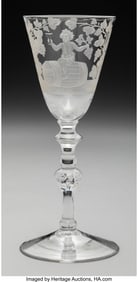 61187: A Dutch Engraved Glass Light Baluster Goblet, ci