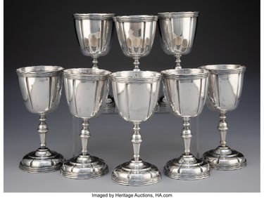 61264: A Set of Eight Sanborns Silver Wine Goblets, Mex