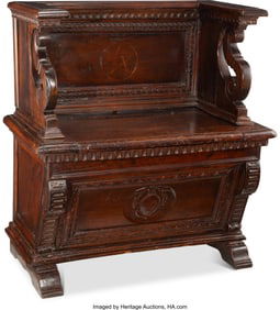 61057: A Carved Walnut Choir Chair 34-1/4 x 30 x 17-1/4