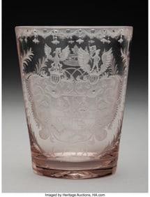 61189: A Continental Engraved Free-Blown Glass Armorial