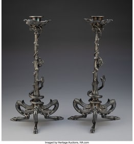 61069: A Pair of Victor Paillard Silver-Plated Snake-Fo