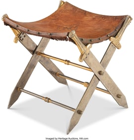 61070: A Leather and Partial Gilt Steel Crossed Swords