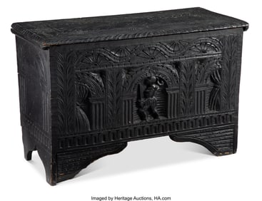61072: An English Carved and Ebonized Wood Chest, late