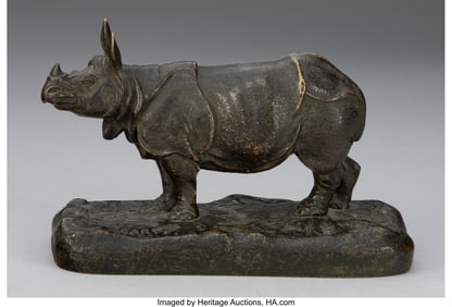 61074: Alfred Barye (French, 1839-1882) Rhinoceros, lat