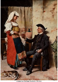 61280: Adriano Cecchi (Italian, 1850-1936) Pouring the