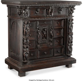 61081: An Italian Renaissance-Style Carved Walnut Cabin