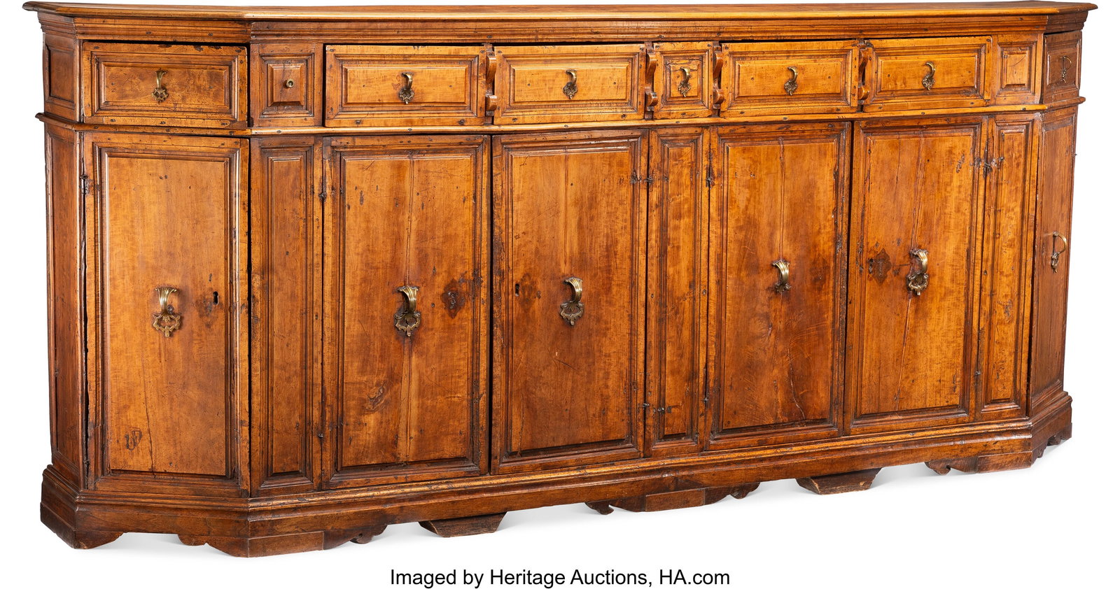 An Fine Italian Walnut Sideboard, 17th century 4: An Fine Italian Walnut Sideboard, 17th century 45-5/8 x 107-1/2 x 18-3/4 inches (115.9 x 273.1 x 47.6 cm) PROVENANCE: Estate of Tony Curtis;