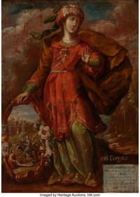 61092: Cuzco School (16th-18th Centuries) Europa Oil on