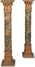 61093: A Pair of Spanish Colonial Carved Pedestals 47 x