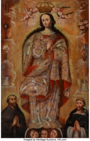 61096: Cuzco School (16th-18th Centuries) Crowning of t