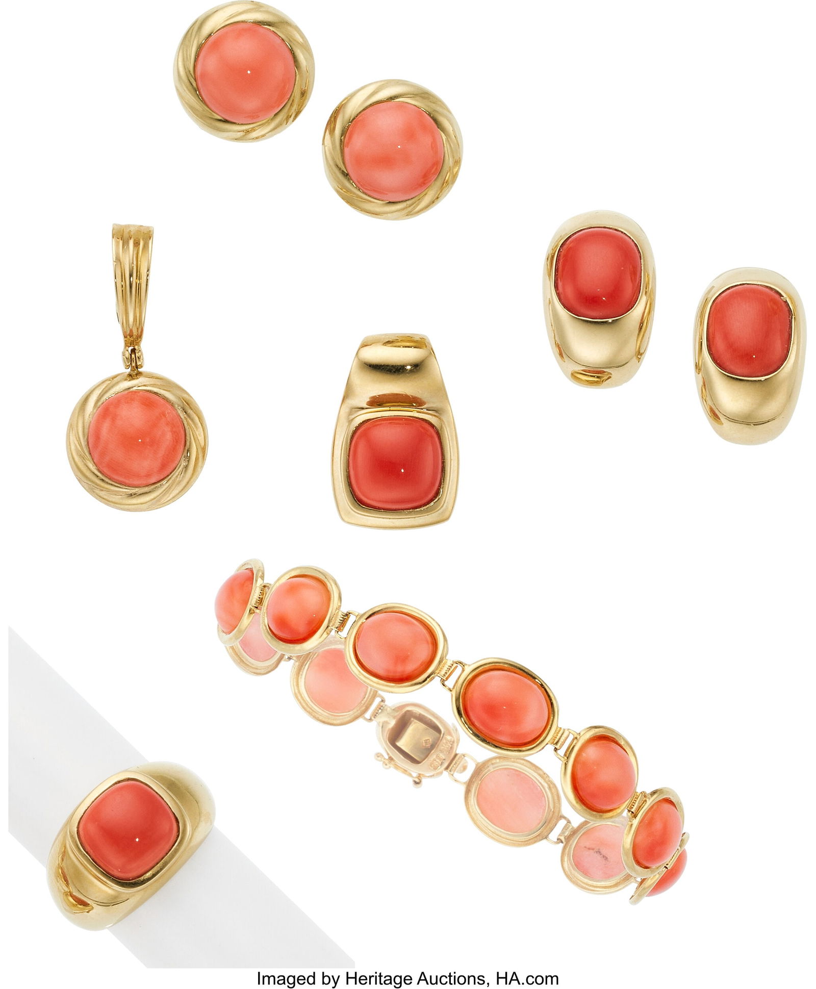 Coral, Gold Jewelry  Stones: Coral cabochons Met (1 of 1)