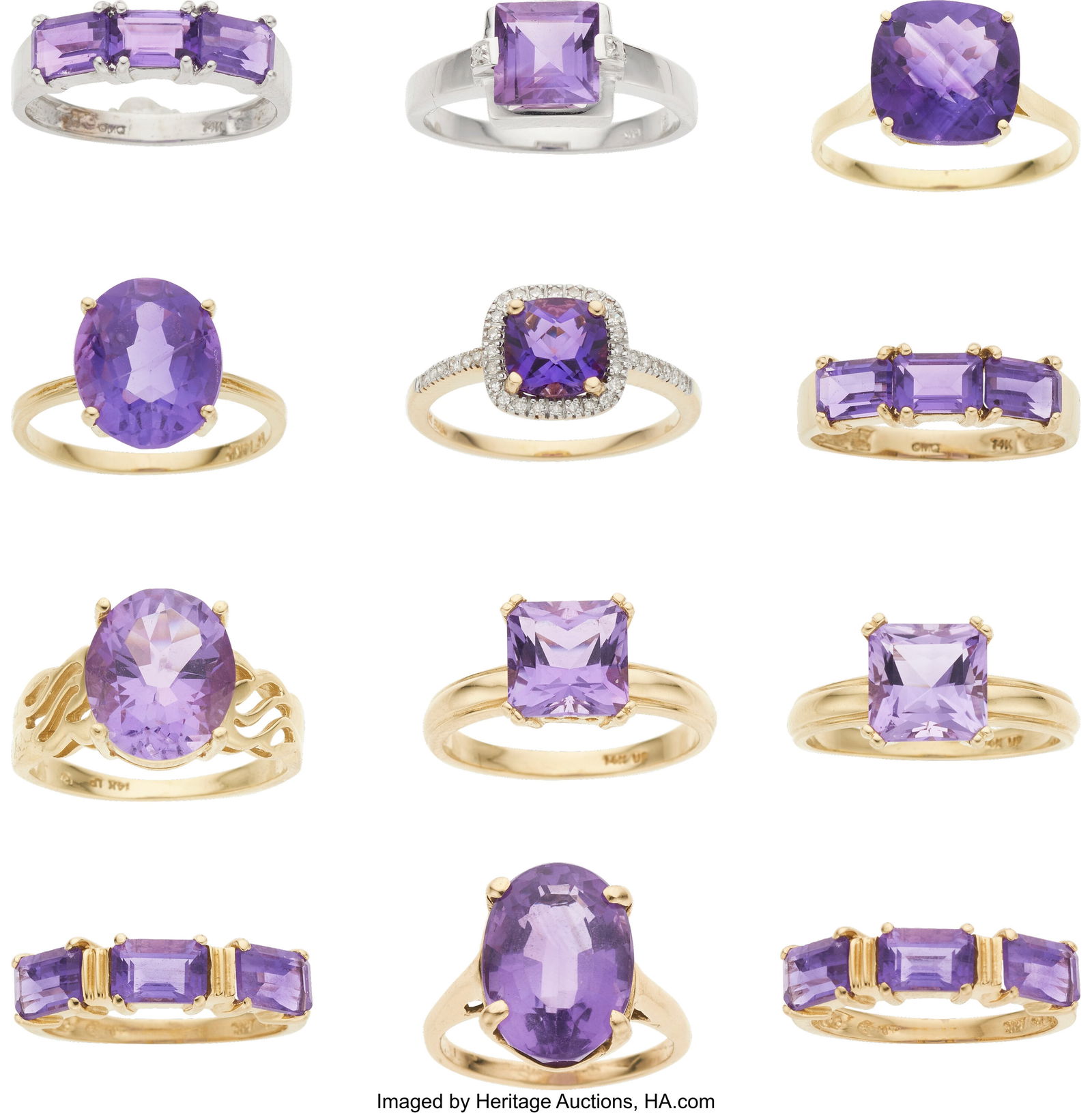 Amethyst, Diamond, Gold Rings  Stones: Square, o (1 of 1)