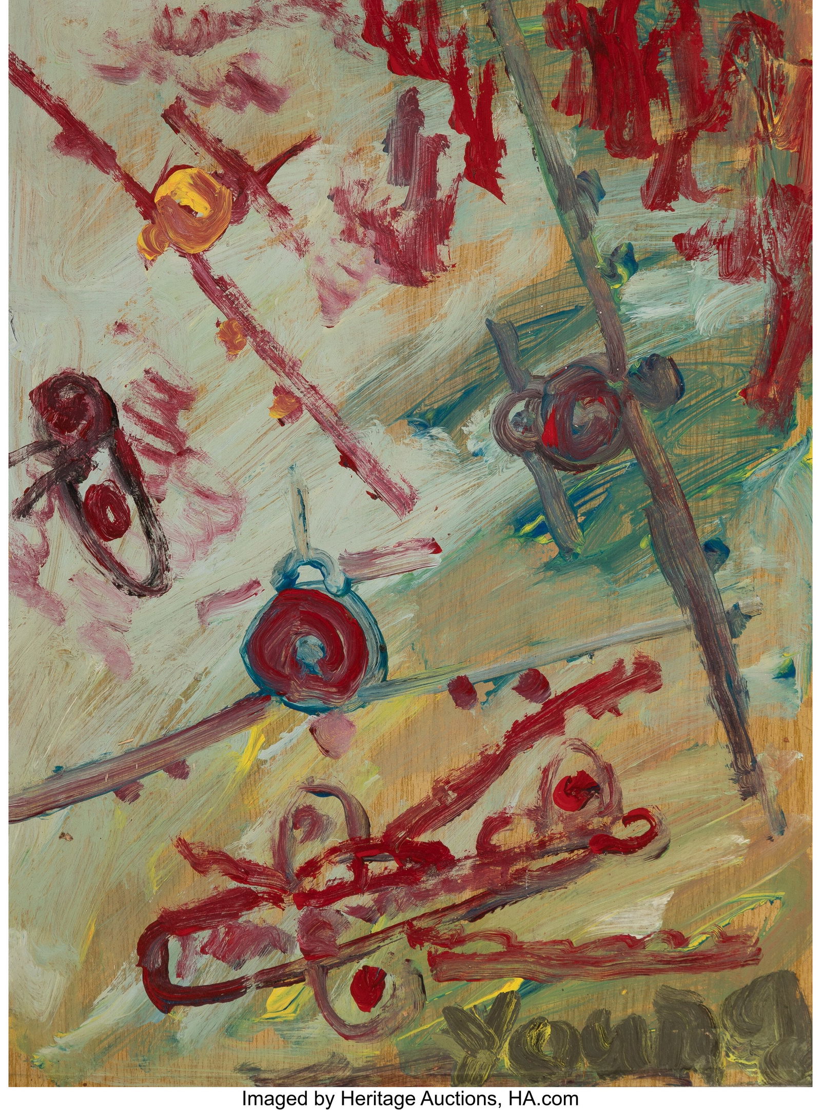 Purvis Young (American, 1943-2010) Fighter Plane (1 of 2)