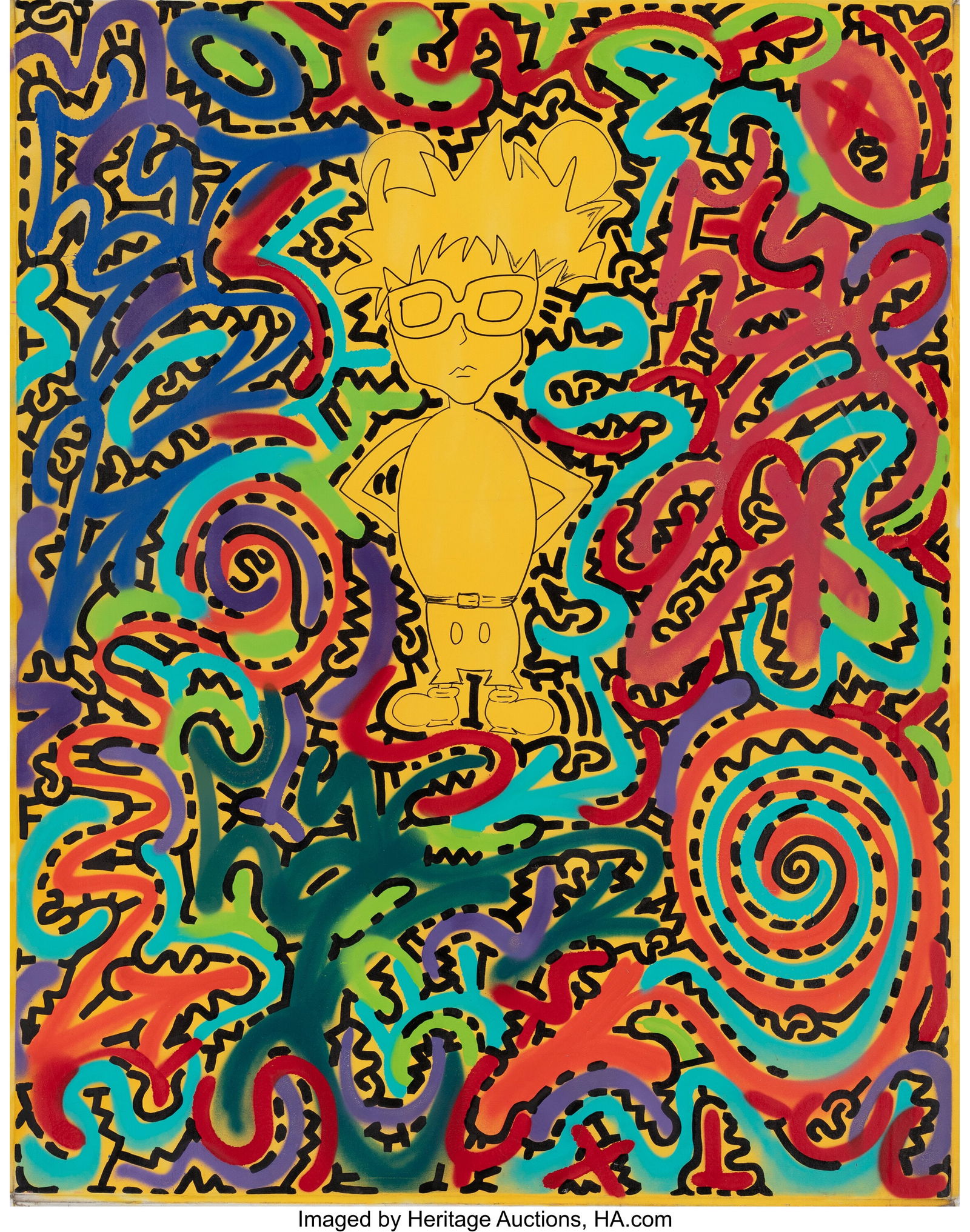 LA II (b. 1967) Untitled Acrylic and ink on canv (1 of 2)