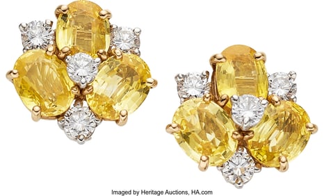55325: Oscar Heyman Yellow Sapphire,  Diamond, Platinum
