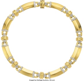 55002: Diamond, Gold Necklace  Stones: Full-cut diamond